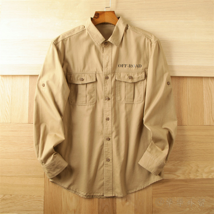 Camisas europeas retro casuales de manga larga primavera y otoño delgadas de moda sueltas de manga larga chaqueta de hombre