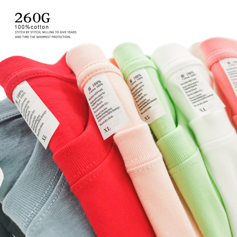 New 260g Heavyweight Pure Cotton Short-Sleeved T-Shirt for Men Pure Color Round Neck Half-Sleeved Bottoming Shirt T-Shirt with Custom Logo Printing New 260g Heavyweight Pure Cotton Short-Sleeved T-Shirt for Men Pure Color Round Neck Half-Sleeved Bottoming Shirt T-Shirt with Custom Logo Printing