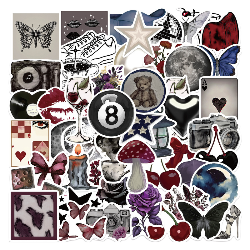 50 Cross-Border Pinterest Girl Stickers DIY Handbook Water Cup Guitar Computer Luggage Decoration Stickers