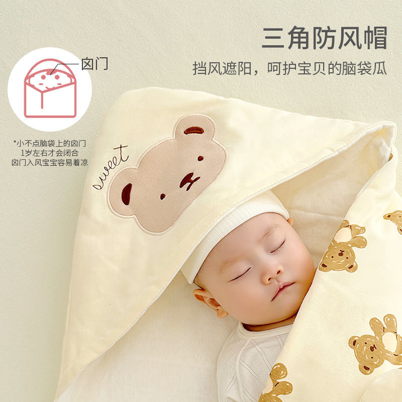 Pure Cotton Baby Blanket, Universal for All Seasons, Newborn Baby Autumn and Winter Outing Supplies, Double-Layer Soft Swaddling Belt, Windproof Pure Cotton Baby Blanket, Universal for All Seasons, Newborn Baby Autumn and Winter Outing Supplies, Double-Layer Soft Swaddling Belt, Windproof