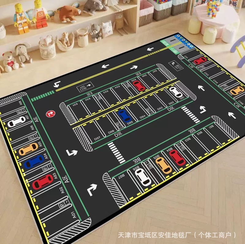 クロスボーダー子供用カーペットクリスタルベルベット駐車場クライミングマットゲーム交通道路フロアマット早期教育幼稚園カーペット|undefined