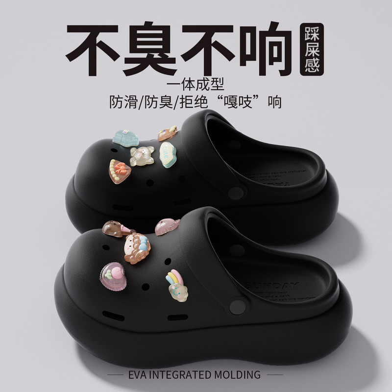 Women's Clog Sandals 2026 Summer New Style Home Thick-Soled Non-Slip Outdoor Beach Sandals Popular Closed-Toe Slippers for Women