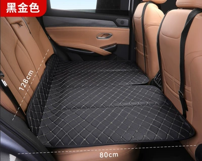 Foldable Portable Non-Inflatable Thickened Leather – Vehicle-mounted inflatable bed - 128x80cm-standard-size-storage-bag-included-black-gold-thickened-inflatable-free-foldable