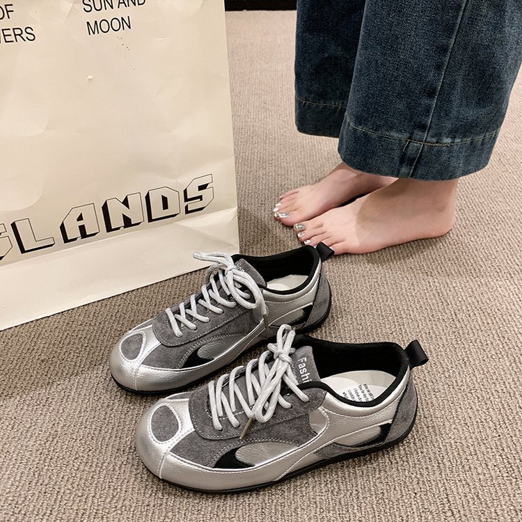 Qiyor Silver Moral Training Shoes for Women 2025 Hot-Selling Autumn Versatile Retro Sports Casual Sneakers