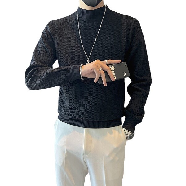 Demi-season solid color base Japanese trend knitted sweater for…
