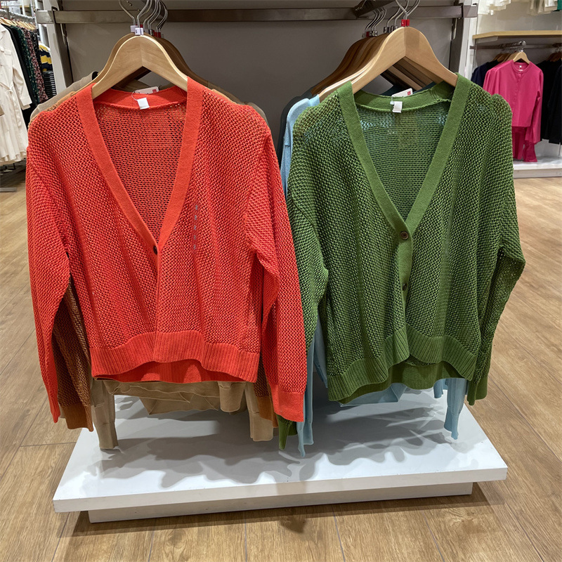 2023 Summer Small Fragrance Style Retro Jacquard Knitted Cardigan Loose Jacket 454768