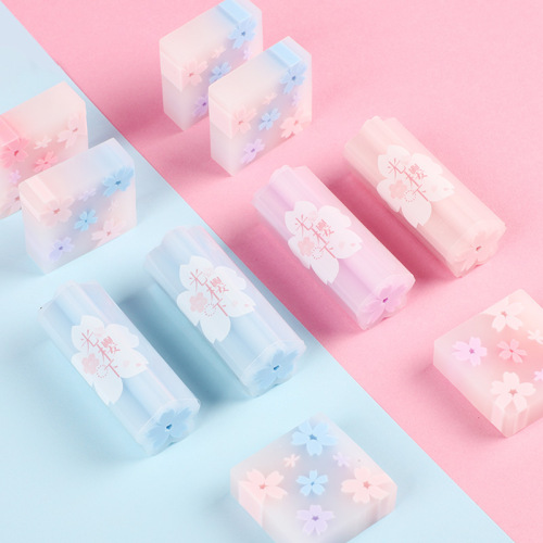 Deli Sakura Eraser, debris-free jelly sandwich like leather eraser, transparent creative like leather cuttable eraser