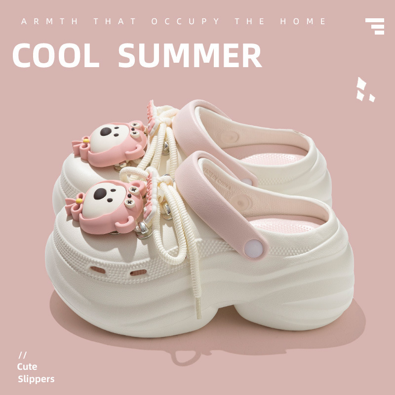 2026 Summer New Fashion Trendy Cute Bear Cartoon Garden Clogs for Women, Closed-Toe Breathable Thick-Soled Sandals
