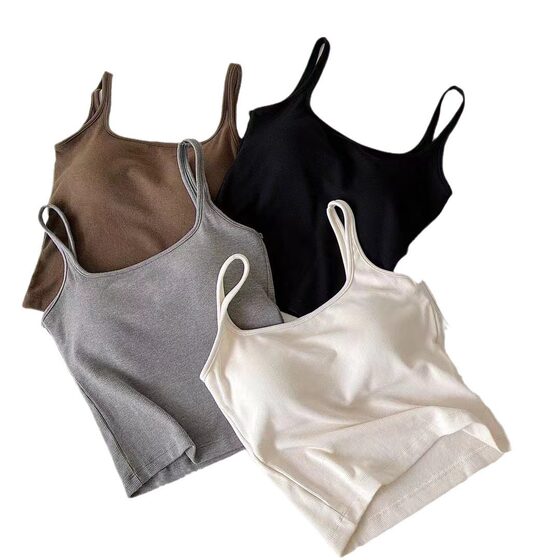 Hanger Summer Cotton 6699 Maple Heart Square Collar Fixed One Cup Camisole Vest Niche Design Fashion