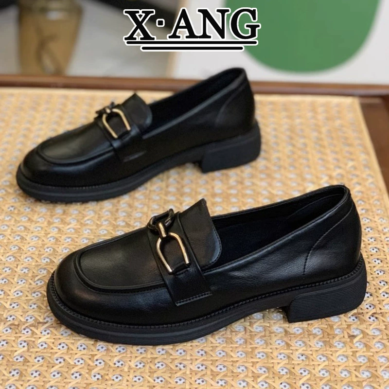 Женские лоферы из натуральной кожи, весна 2025, новый британский стиль, маленькие кожаные туфли, туфли на одной ноге, мягкая подошва, удобные для женщин