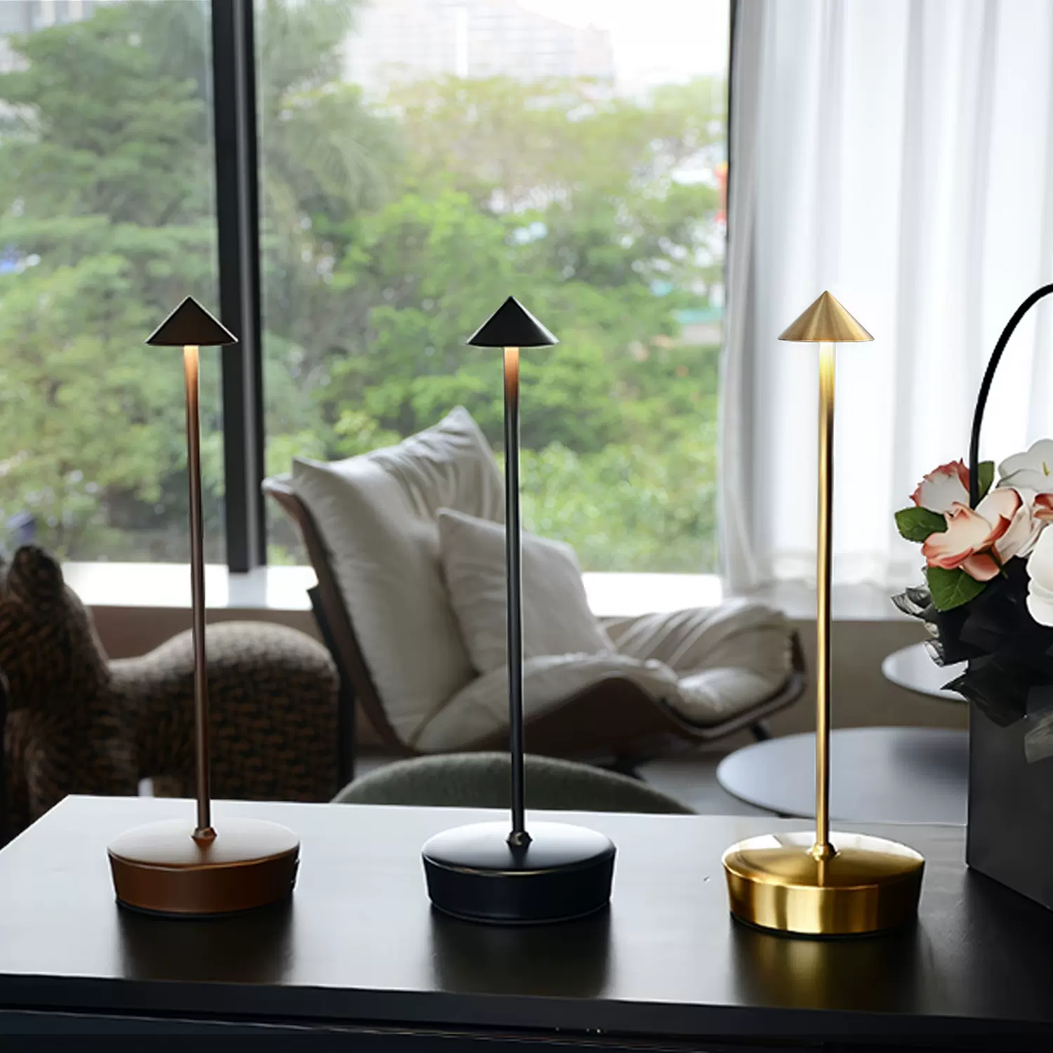 创意LED尖顶台灯适用于户外露营餐厅咖啡厅清吧酒吧usb