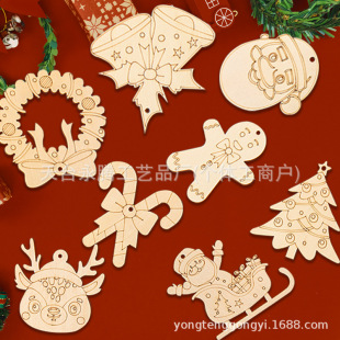 Cross-Border Christmas Wooden Pendants Creative DIY Painting Holiday Party Christmas Tree Decoration Blank Wooden Pendants