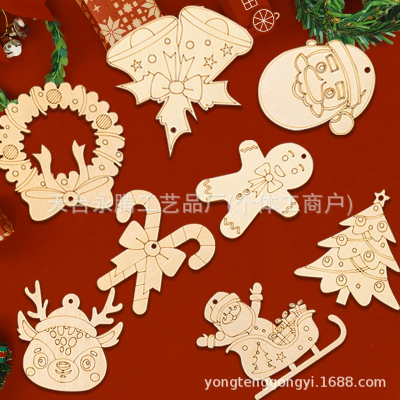 Рождественские деревянные подвески для творчества, DIY роспись, праздничное украшение для елки, заготовки для подвесок