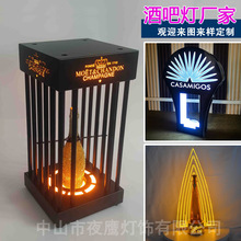 跨境洋酒架发光鸟笼酒座酒托黑桃a香槟王酒架led红酒底托展示架