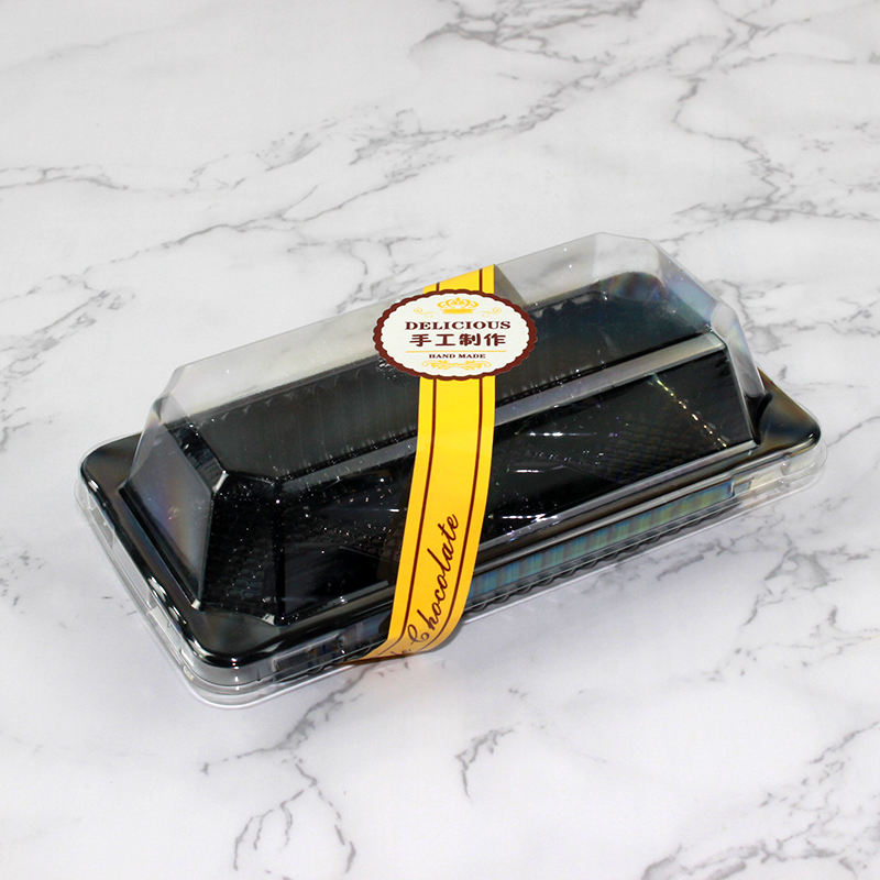 Caja de embalaje de 2 / 5 cápsulas de tortilla de durian transparente rectangular trapezoidal succionada horneado West Point desechable 609 caja de embalaje