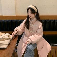 反季棉服女中长款过膝新款牛角扣小个子学生冬季羽绒棉衣外套