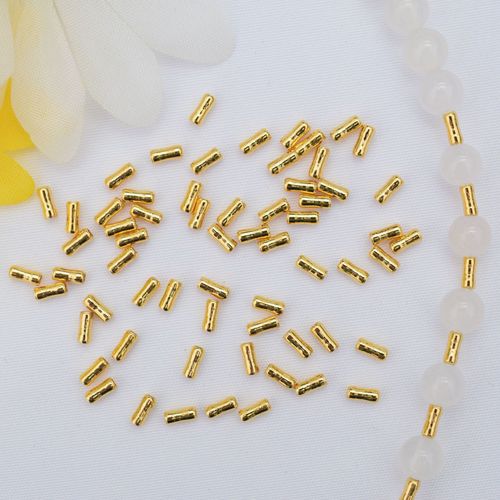 Color-preserving 18k gold-filled straight tube smooth copper tube diy bracelet millet tube separated beads making bracelet necklace beaded accessories