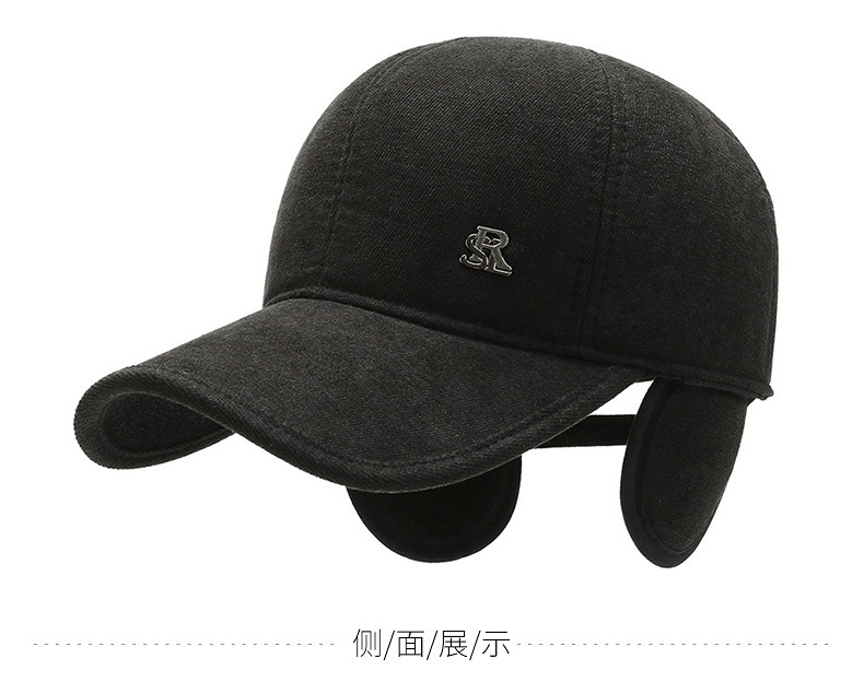 Trendy Men's Woolen Baseball Cap With Ear Flaps And Plush Lining_voghion.com