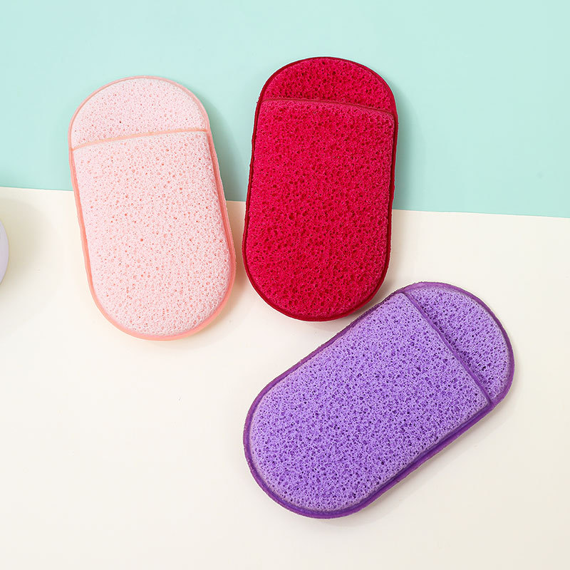 Limpiador facial personalizado de fábrica, pantuflas pequeñas con guantes ovaladas, limpiador, limpiador, máscara de barro, desmaquillante, esponja, toalla facial