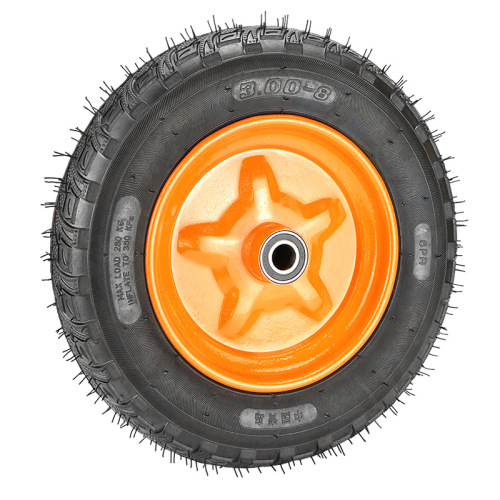 300-8 pneumatic tire 14-inch trolley tiger wheel two-wheel axle construction site steel plate inflated rubber wheel