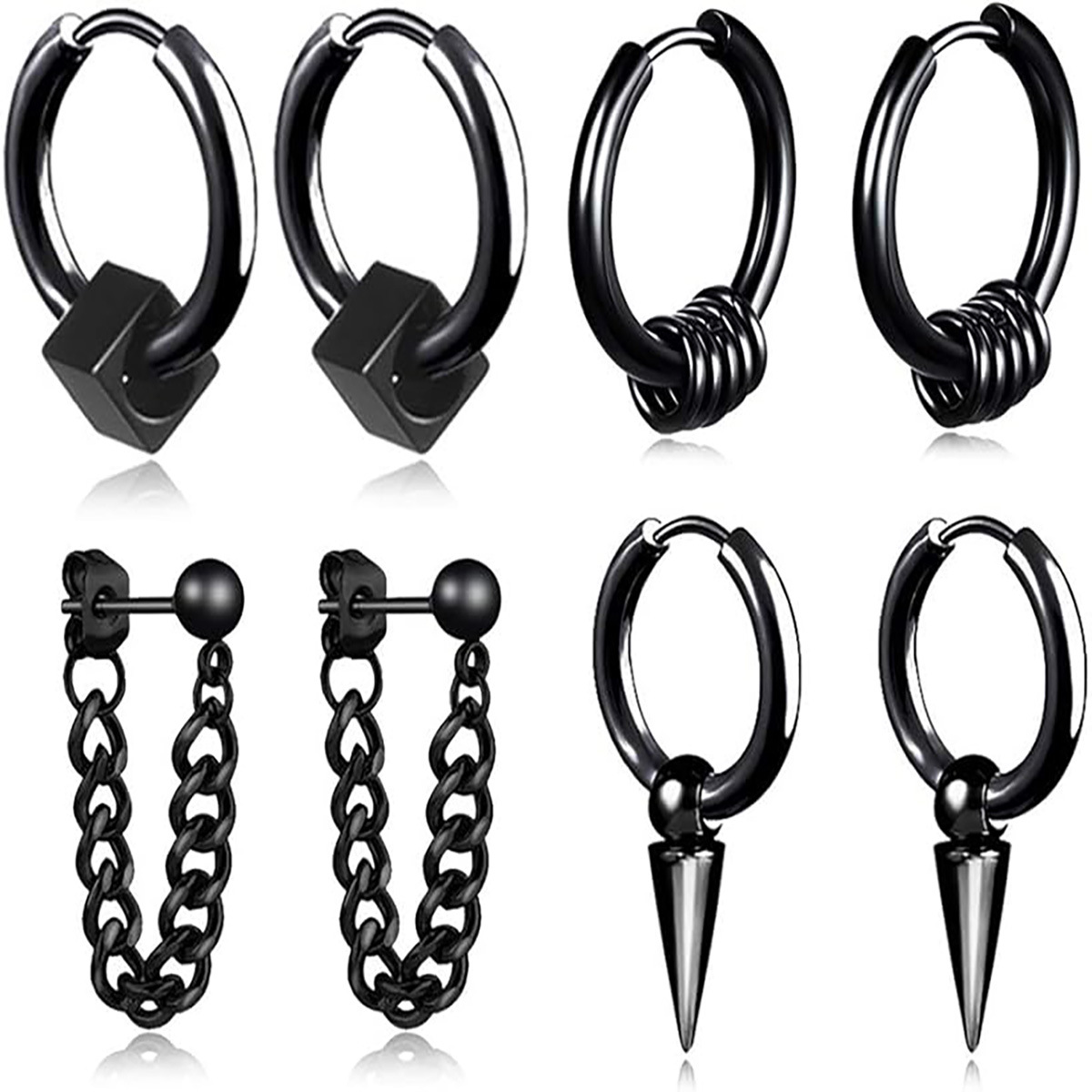 无耳洞耳环 不锈钢流苏耳环 钛钢单尖耳钉 男 穿刺耳环一个尖两尖