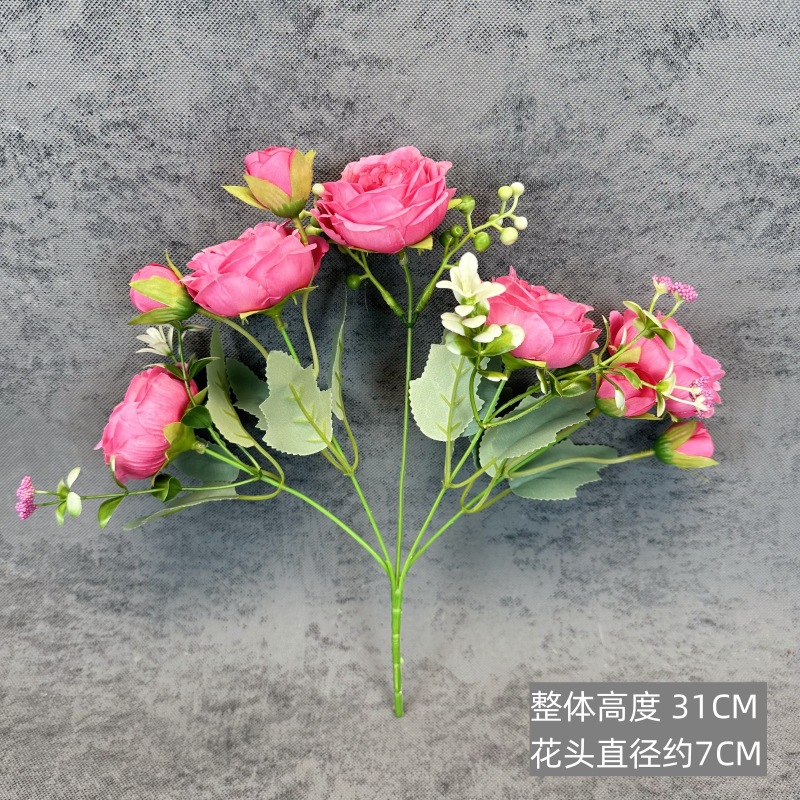 Simulación de 5 ramos de peonía boda decoración del hogar decoración hecha a mano rosa persa decoración de flores falsas transfronterizas al por mayor