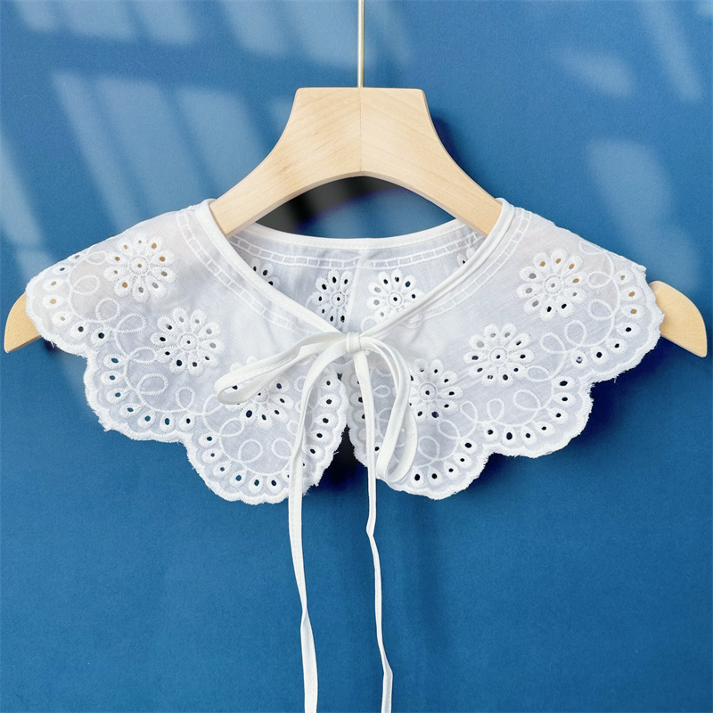 Stylish Korean-style faux lapel cotton embroidered women's shawl, perfect for pairing with skirts and tops, featuring floral lace collar - direct factory sale
