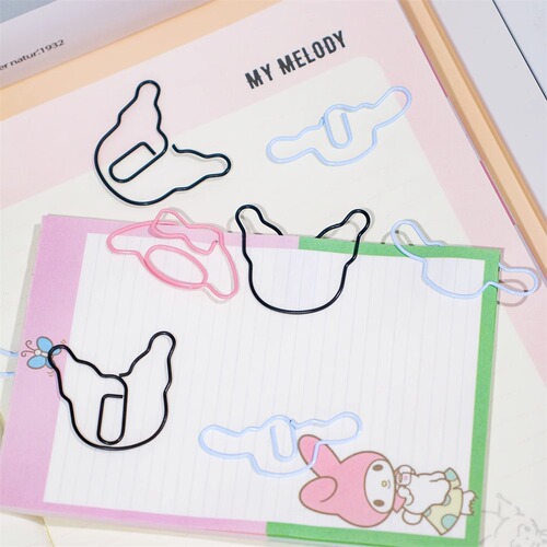 Student cartoon cute cinnamon dog shape paper clip Kuromi metal bookmark clip paper folder decorative pin