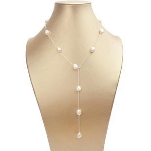 Baroque Freshwater Pearl Necklace 925 Silver Long Non-fading Niche Design High-grade Girls XL1299
