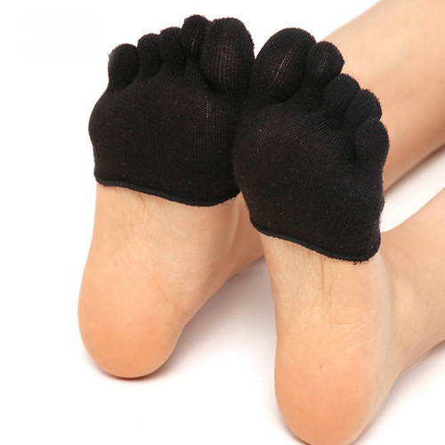 Summer five-finger half-palm socks for women, colorful cotton sweat-absorbent invisible shallow-mouth half socks, fingerless slippers, single shoes, split-toe socks