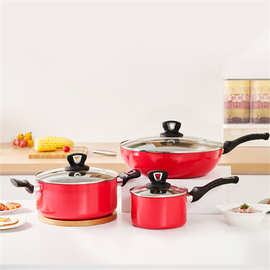 朗赫(LUVHOO)维亚经典不粘锅套装 LH-TZ30礼盒装 量大从优 可代发