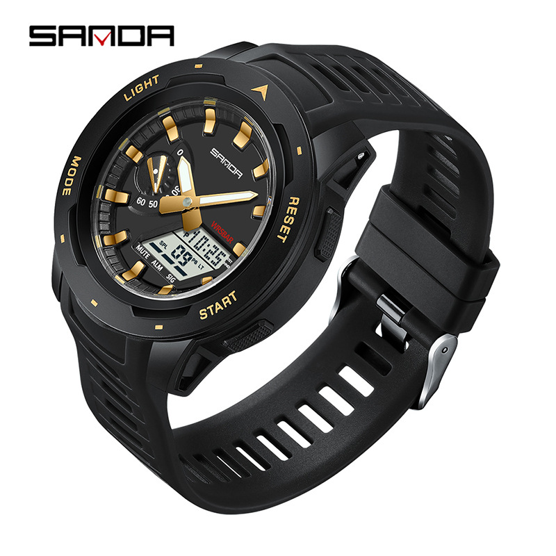 SANDA SANDA 3360 reloj de estudiantes moda multifuncional reloj deportivo al aire libre impermeable reloj electrónico de luz nocturna