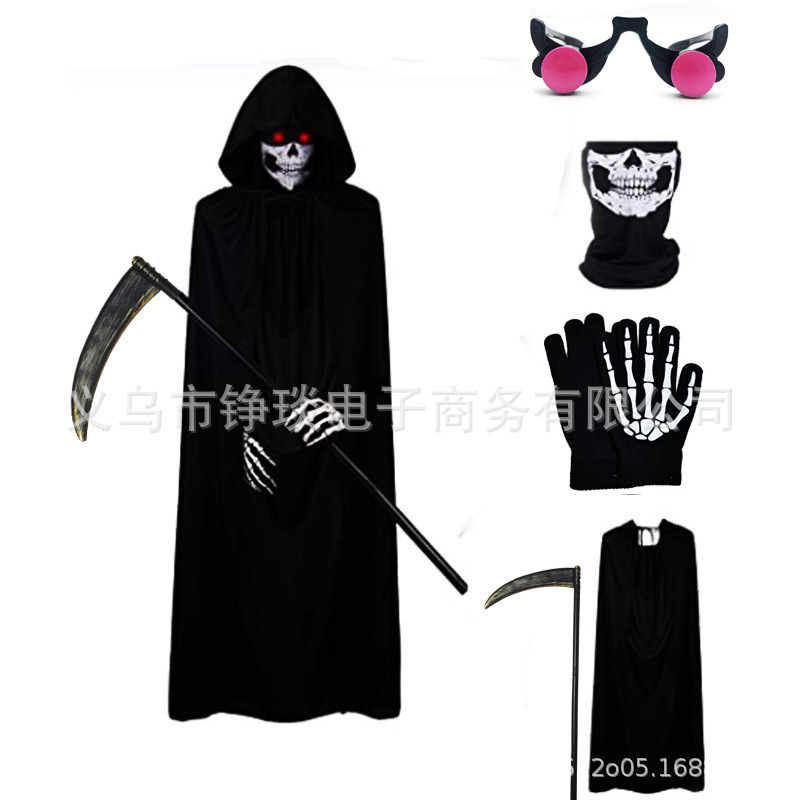ハロウィーンの夜のパーティーは死神マントの夜光鬼爪手袋服装道具セットを大きくした|undefined