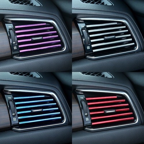 Car air vent decorative strip, center console light strip, interior decoration light strip, universal self-adhesive electroplated clamping strip