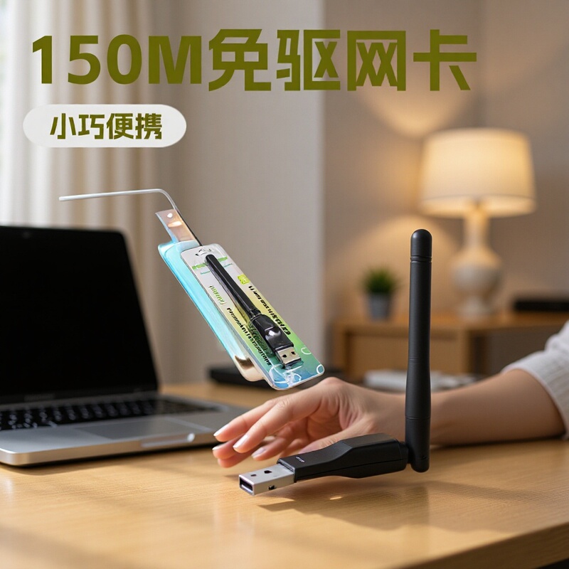 150m Wireless Network Card 7601 Wifi Transmitter Computer USB Integrated Antenna Receiver Driver-Free Network Card