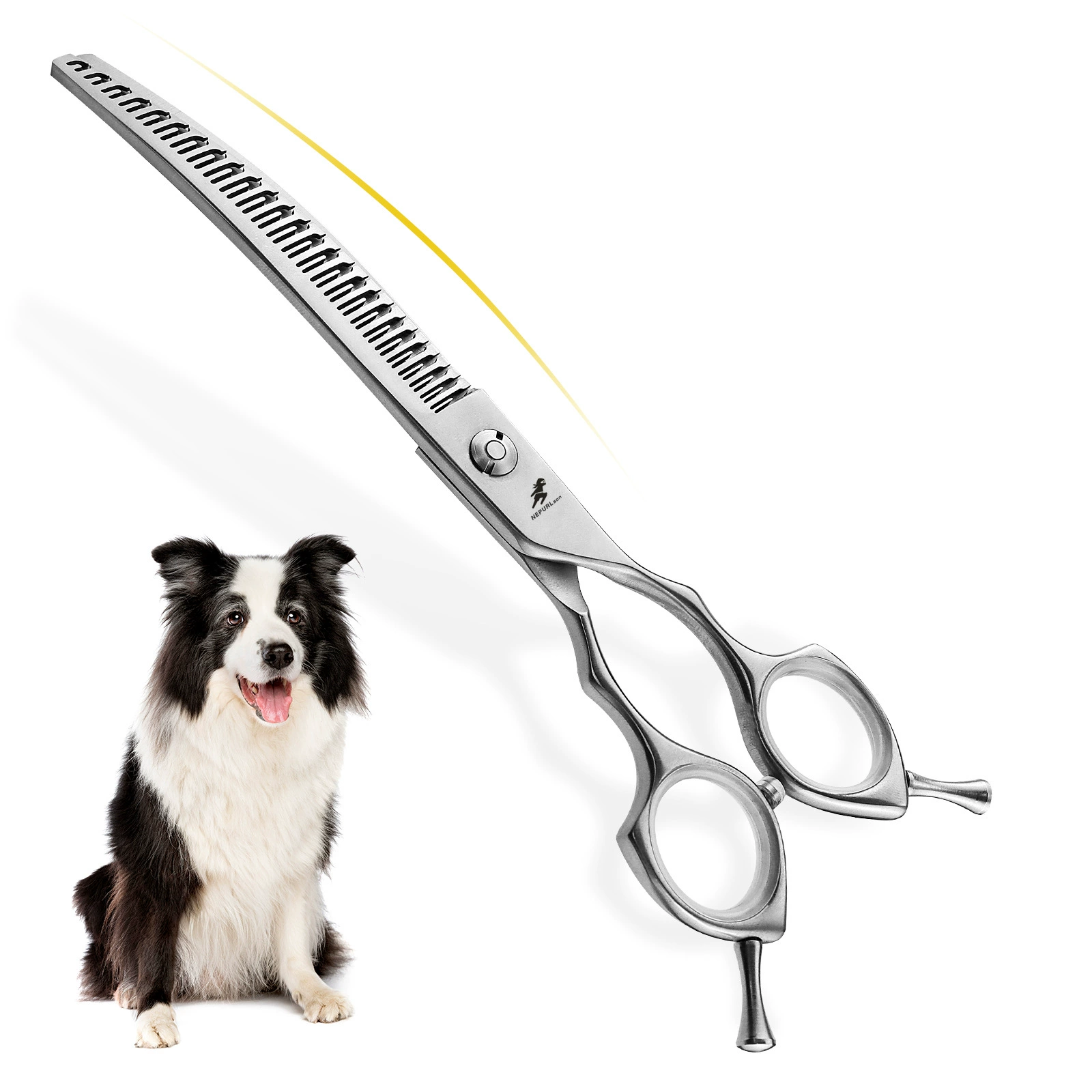 7.5inch ножницы с изогнутыми зубьями, изогнутые натуральные ножницы, изогнутые ножницы для стрижки шерсти домашних животных, филировочные ножницы, профессиональный грумер для домашних животных