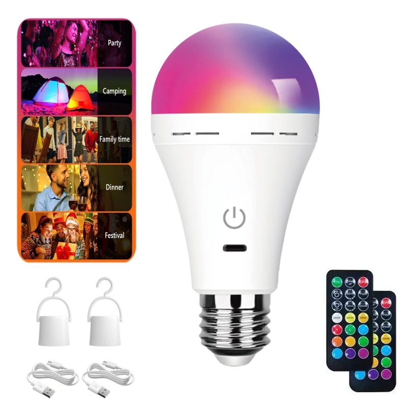 Transfronterizo estadounidense sin cable alimentado por batería lámpara de pared fuente de luz USB carga RGB bombilla de temporización de control remoto