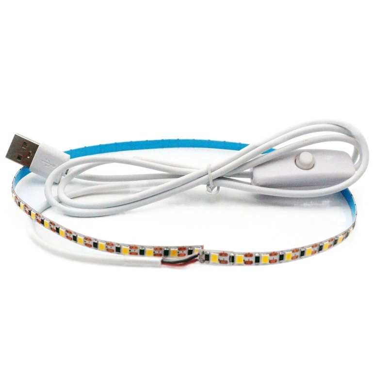 Светодиодная лента USB, мягкая световая лента, белый свет, теплый двухцветный свет, 5В, подсветка, заполняющий свет с самоклеящимся креплением, атмосферная подсветка