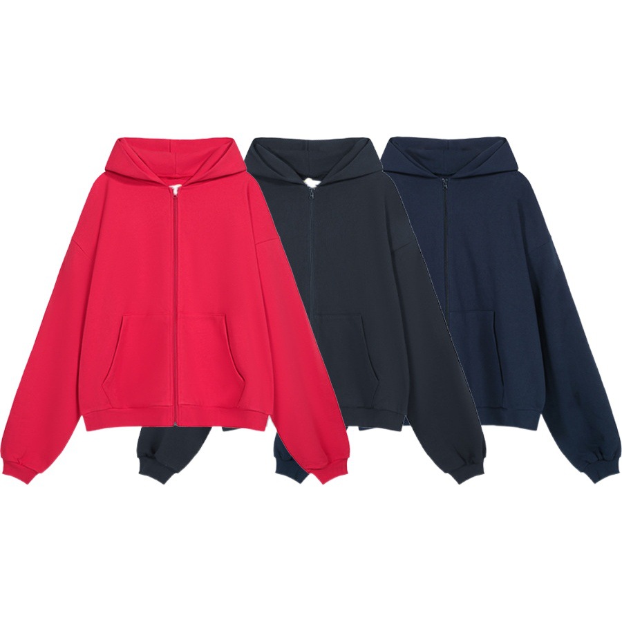 Gali mismo estilo Greg hombrera cremallera cardigan color sólido simple gota hombro perfil hombres y mujeres suéter con capucha suelta moda