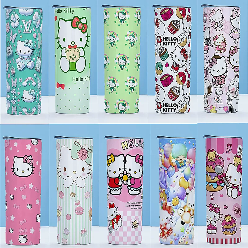 [跨境20oz不锈钢直身 hello kitty 直杯 tumbler 3d打印汽车杯]