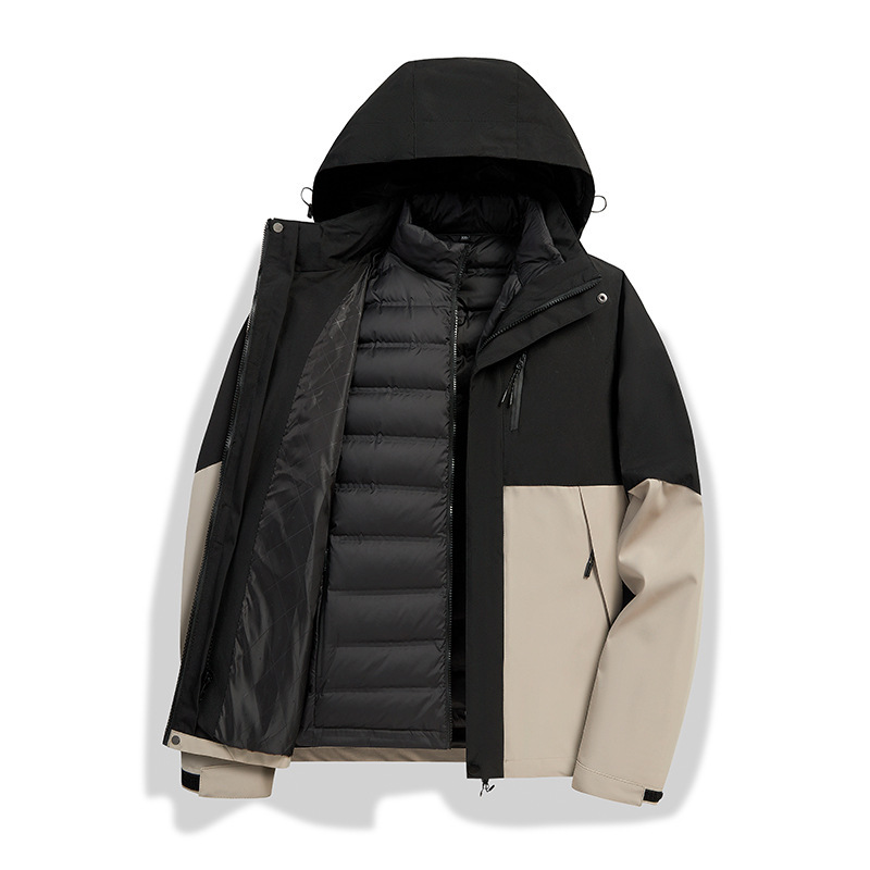 Three-in-One Detachable Down Liner Charge Jacket Two-Piece Windproof and Waterproof Jacket for Couple Travel Mountaineering Suit for Men Three-in-One Detachable Down Liner Charge Jacket Two-Piece Windproof and Waterproof Jacket for Couple Travel Mountaineering Suit for Men