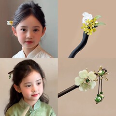 子供のかんざしの女性2024の新型の古風の新しい中国式の高級感のヘアピンの馬のスカートは漢服の髪の飾りを飾ります。
