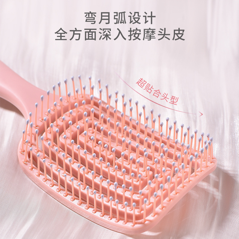 ヘアスタイリング用のリブ型コーム、ヘアエアバッグコーム、卸売高頭頂ふわふわ蚊よけ大型カーブコーム、中空エアクッションマッサージコーム|undefined