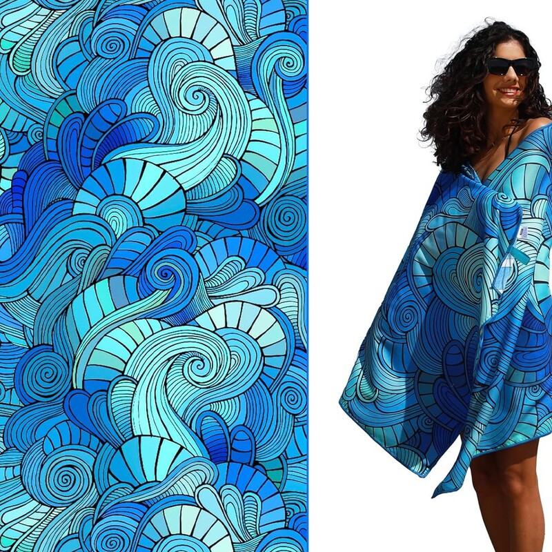 Amazon Microfiber Beach Towel with Digital Printed Wave Pattern Portable Travel Beach Absorbent Bath Towel Amazon Microfiber Beach Towel with Digital Printed Wave Pattern Portable Travel Beach Absorbent Bath Towel