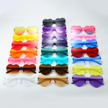 心型眼镜工厂爱心眼镜糖果果冻色无框心型连体眼镜 炫目色彩眼镜
