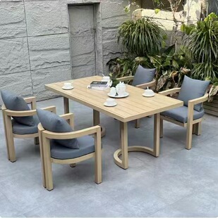 Manufacturer Nordic Villa B&B Courtyard Terrace Solid Wood Leisure Outdoor Waterproof Teak Sofa Coffee Table Combination