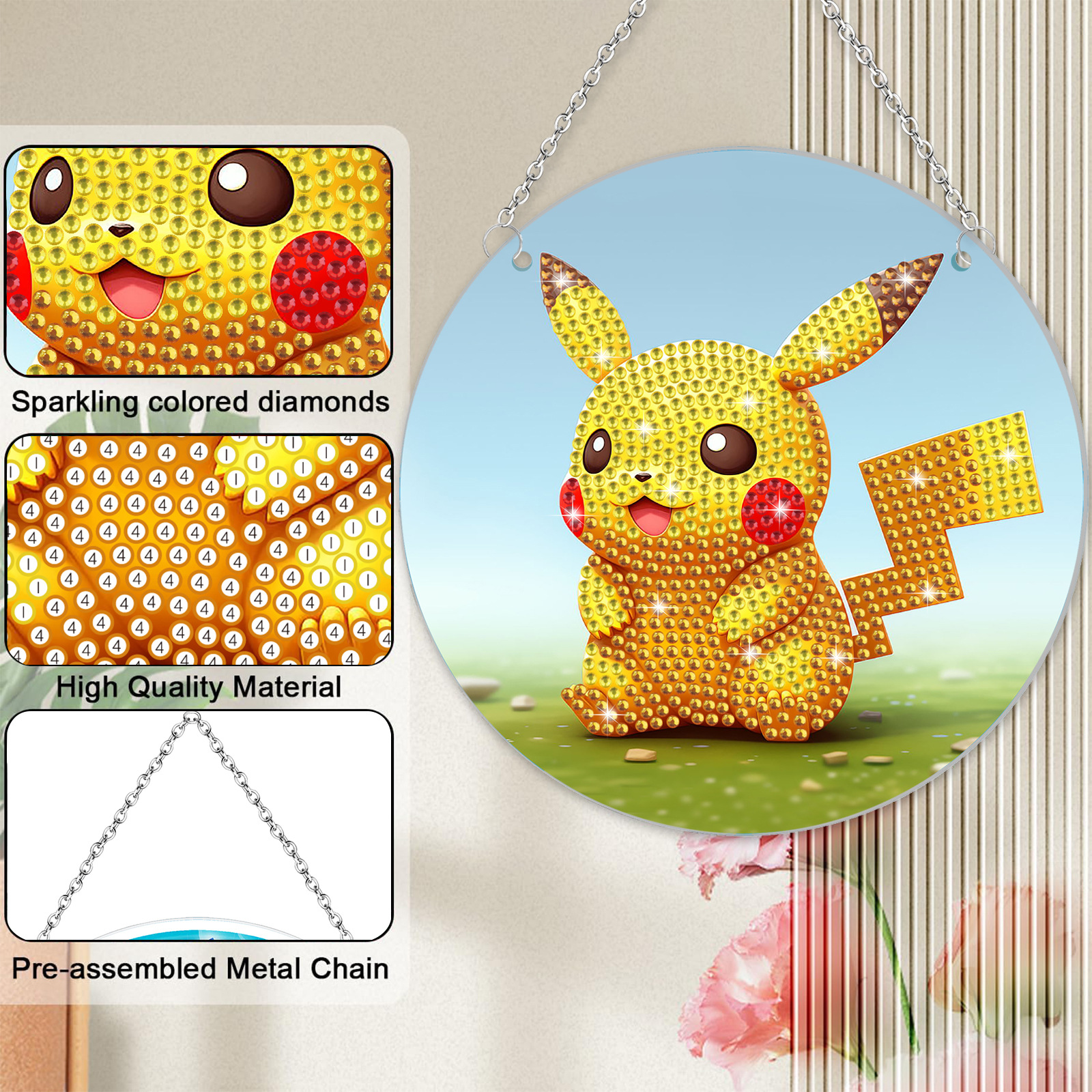 Pikachu Amazon DiDi Diamante Pintura Colgante Acrílico Colgante Creativo Diamante Se centran en los niños