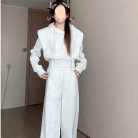 2025新款小个子早秋穿搭一整套女高级感灰色休闲运动卫衣两件套装