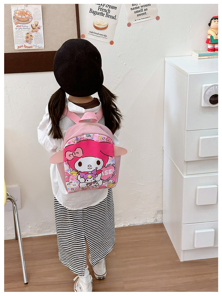 The new 2024 Kuromi kindergarten backpack is cute and cartoonized. It's a lightweight schoolbag and a cute snack bag for kids undefined