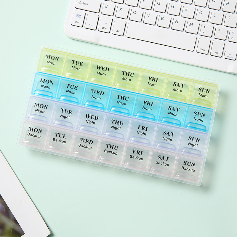 大容量28格虹薬箱週7日月携帯錠剤分注箱携帯薬品収納箱|undefined